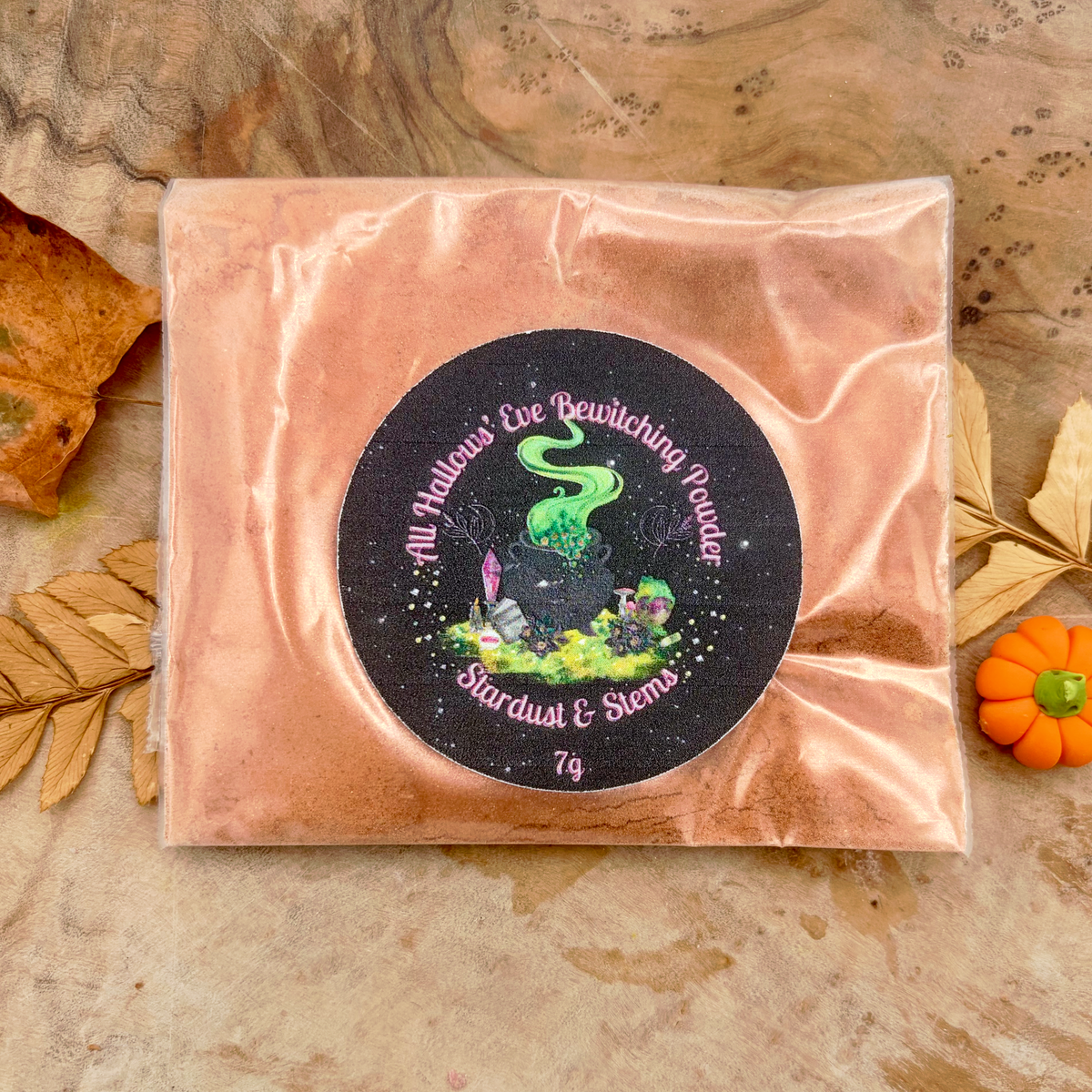 ALL HALLOWS' EVE BEWITCHING POWDER- Shimmering Gold Bronzer with Real Pumpkin Spice for Autumn, Fall & Halloween