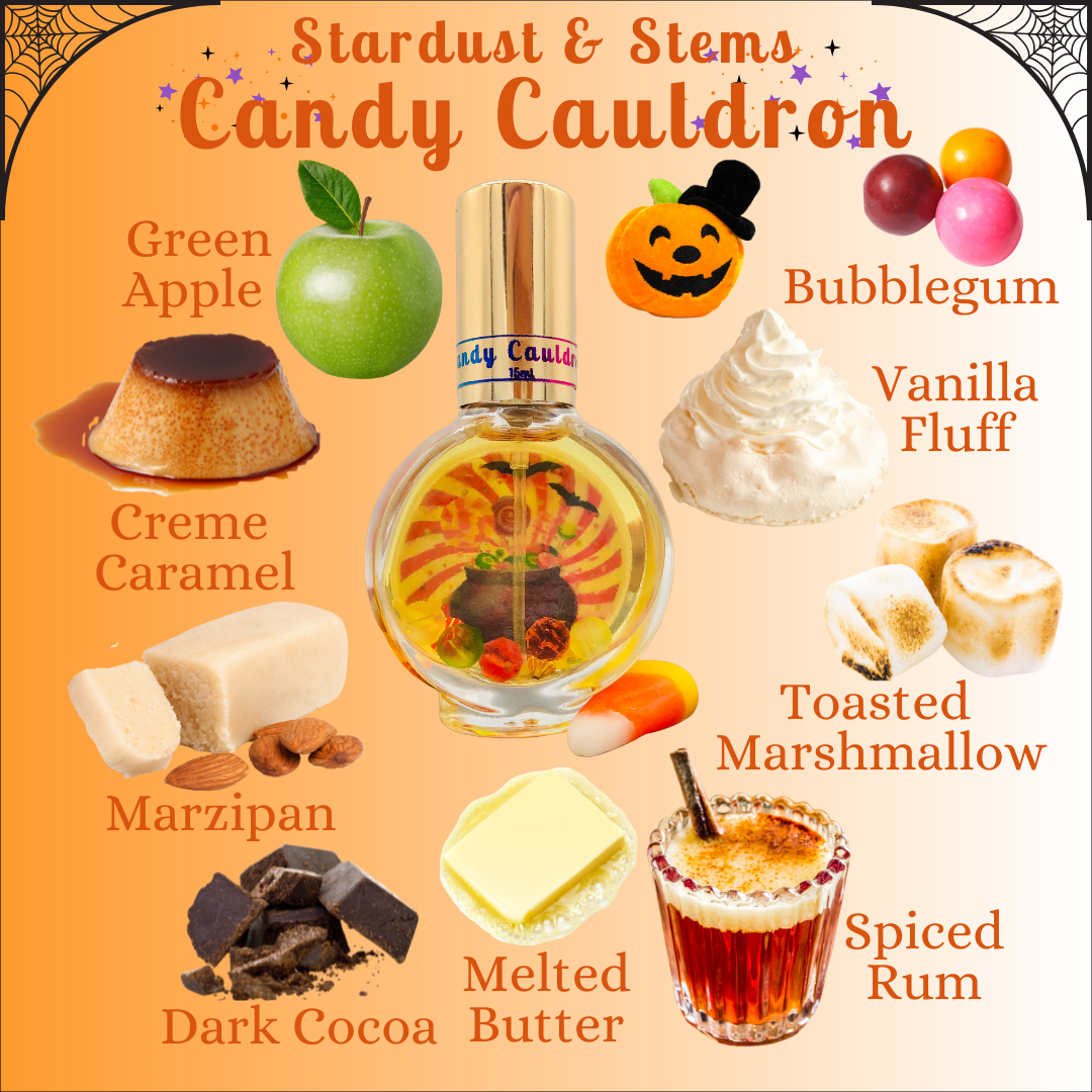 CANDY CAULDRON- Green Apple, Bubblegum, Marzipan, Toasted Marshmallow, Vanilla Fluff, Creme Caramel, Melted Butter, Spiced Rum, Dark Cocoa