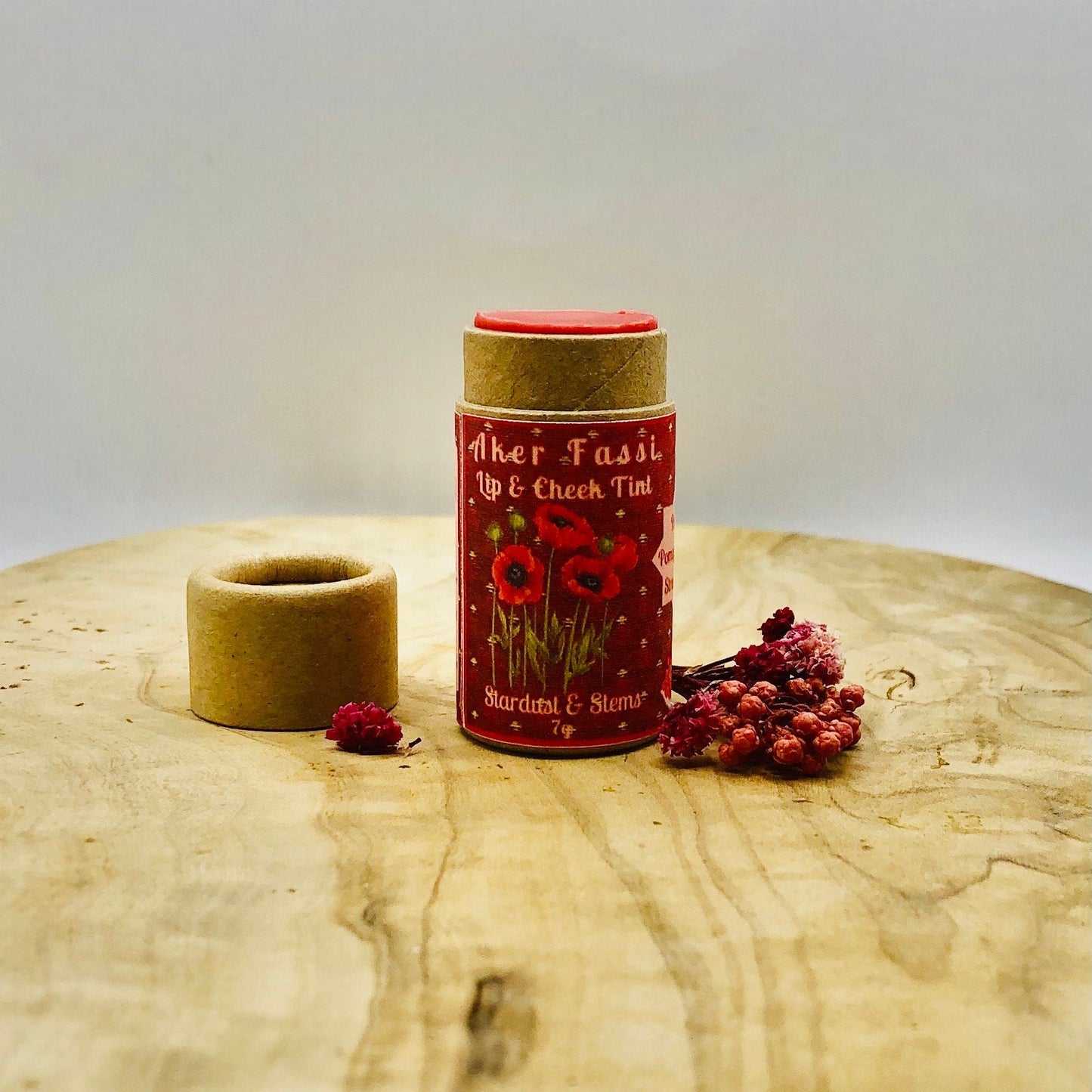 AKER FASSI Eco-Friendly Lip and Cheek TINT, Moroccan Natural Red Matte Lipstick & Cream Blush Made From Poppies, Pomegranate and Strawberry