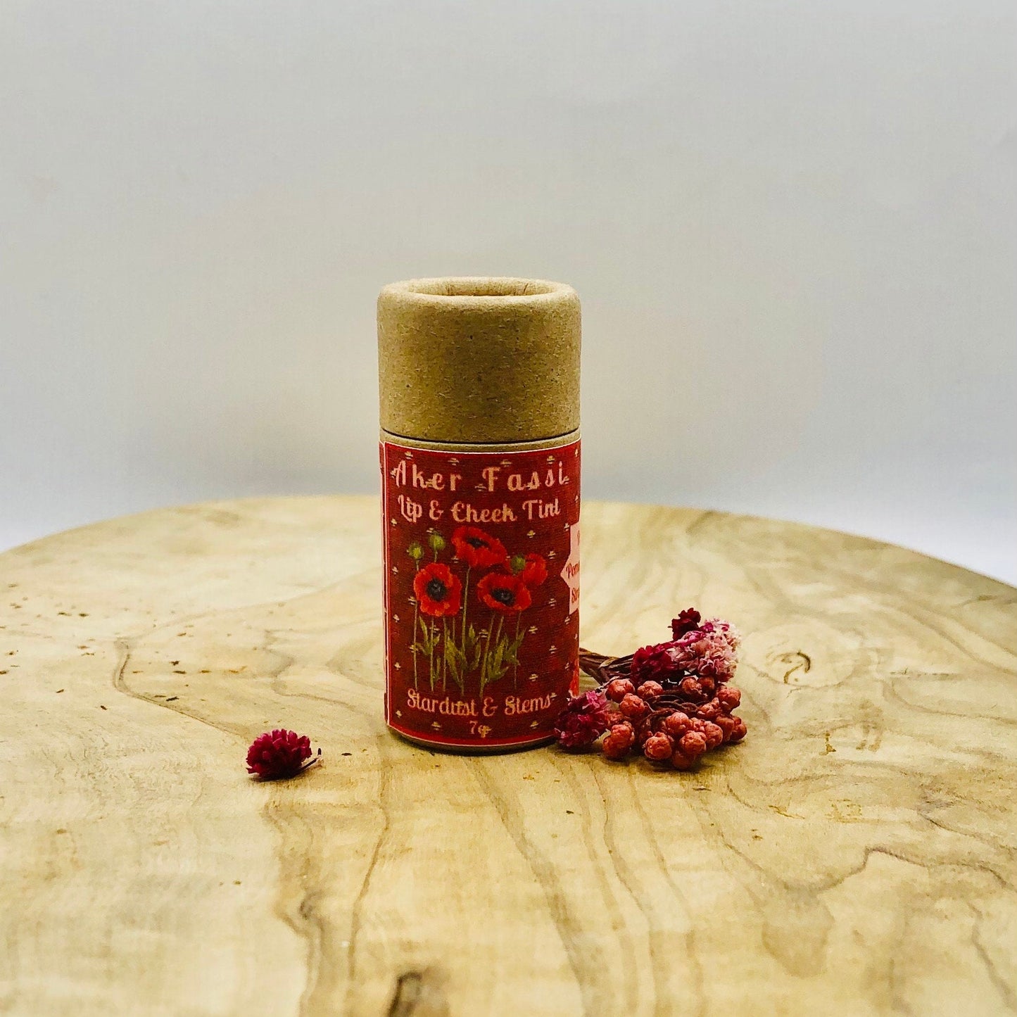 AKER FASSI Eco-Friendly Lip and Cheek TINT, Moroccan Natural Red Matte Lipstick & Cream Blush Made From Poppies, Pomegranate and Strawberry