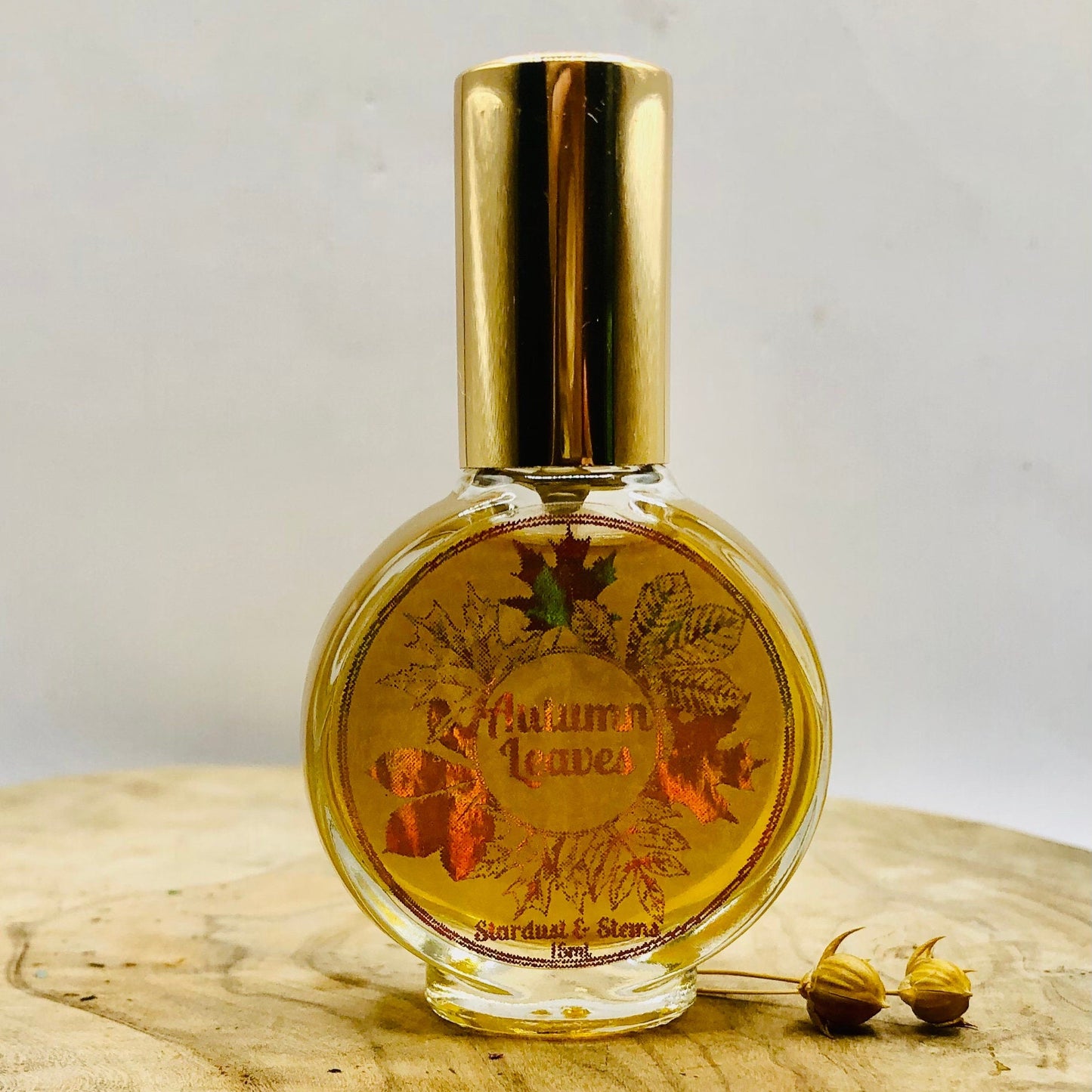AUTUMN LEAVES Fall Perfume Oil or Atomizer Spray, Halloween Fragrance, Cozy Cabin, Handcrafted, Small Batch with Crystal Leaf, Indie Scent