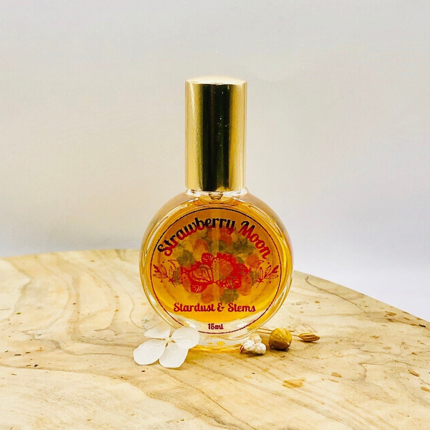 STRAWBERRY MOON PERFUME, Wild Strawberry & Bergamot Essential Oil Fruity Indie Fragrance, Faerie Body Spray Strawberry Scent, Paraben Free