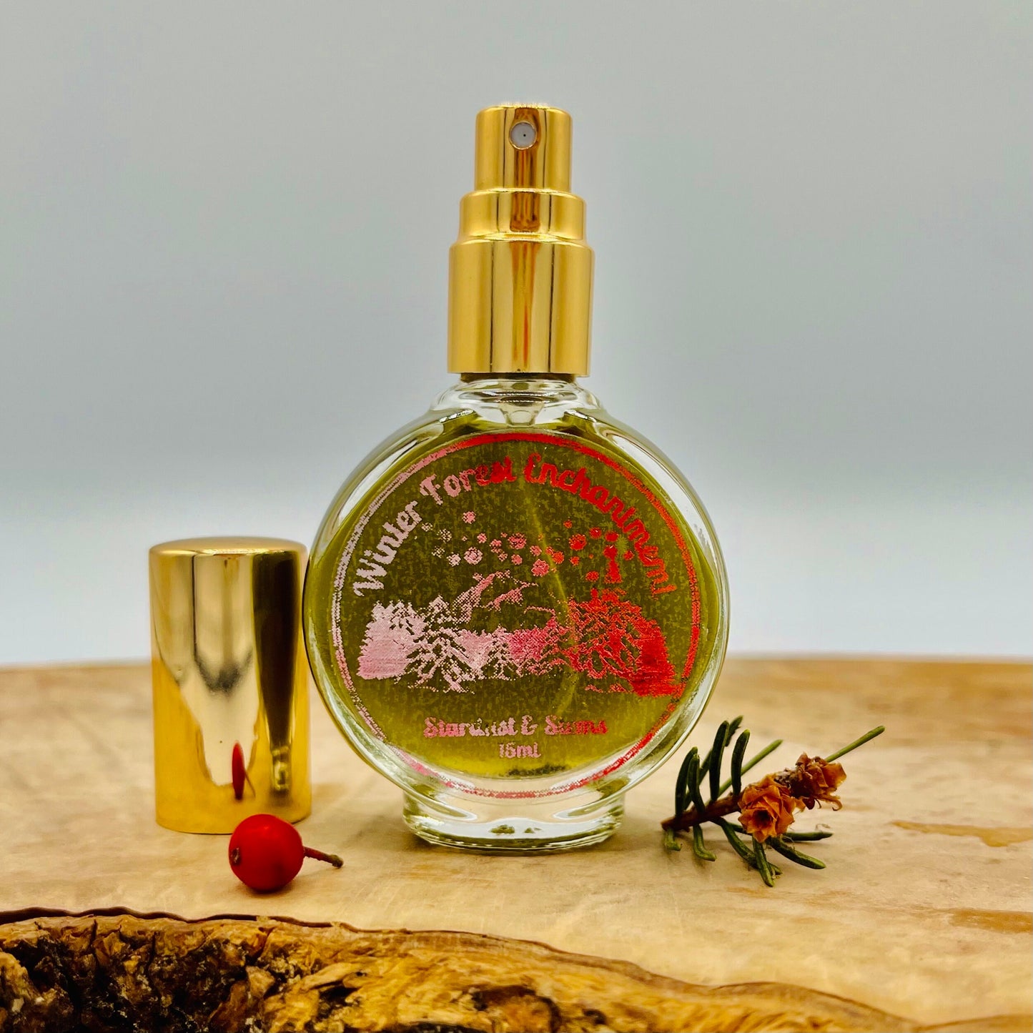WINTER FOREST ENCHANTMENT Vanilla Peppermint Fir Perfume, Snow Fairy Queen Pine Christmas Scent, Solstice Magic Cottagecore Fragrance Gift