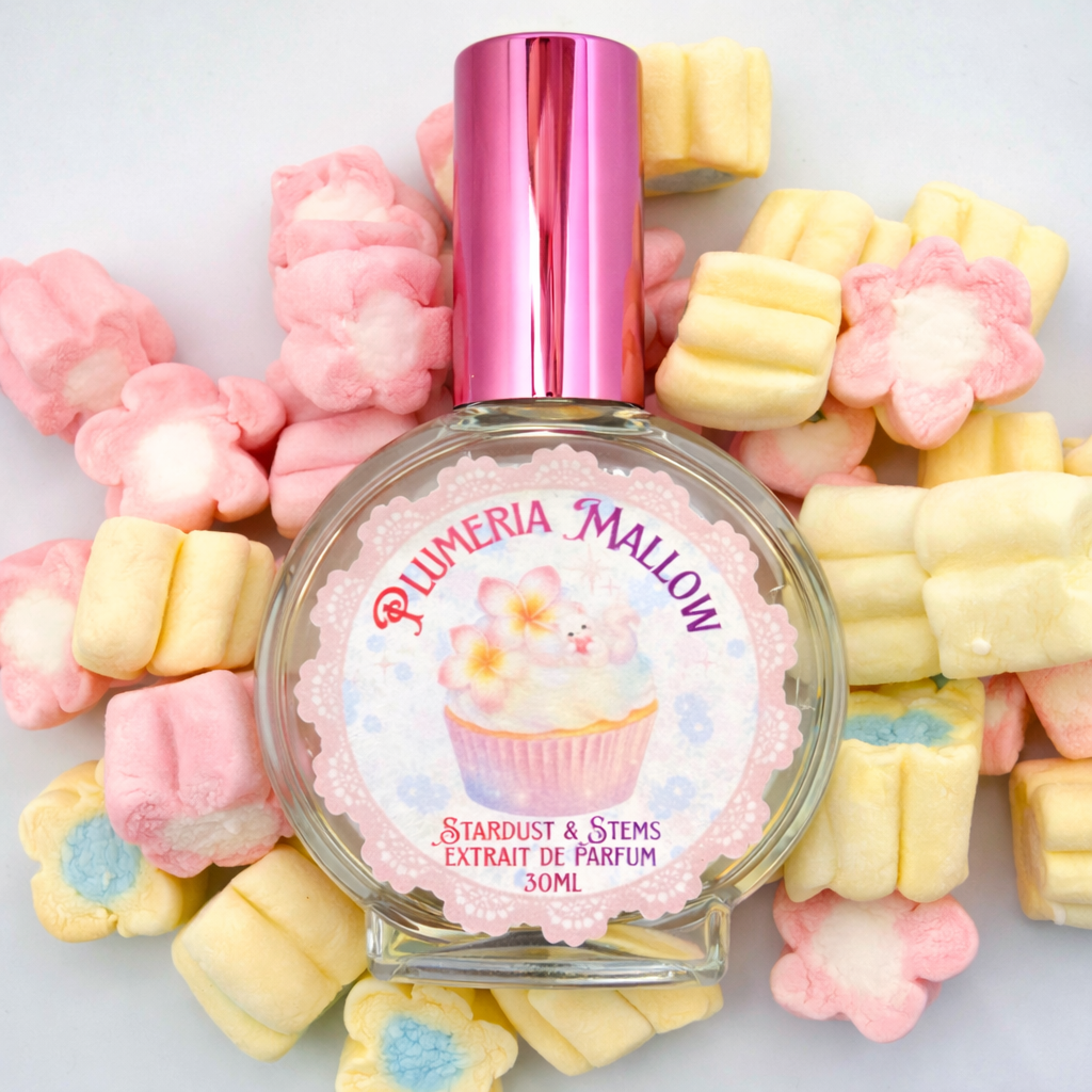 Plumeria Mallow Perfume – Sugared Plumeria, Vanilla Marshmallow & Soft Cashmere Woods