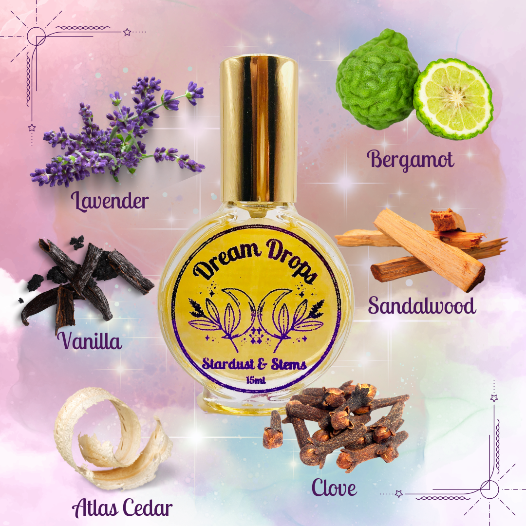DREAM DROPS- Calabrian Bergamot, Smoked Clove, French Lavender, Madagascar Vanilla, Aged Sandalwood