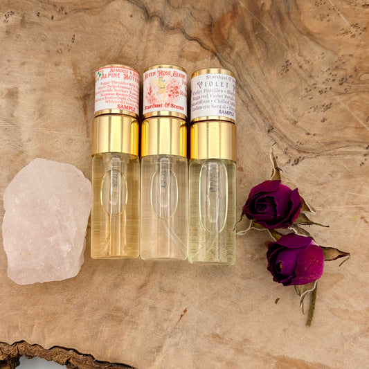 Soft Bloom Trio Perfume Set | Floral Samples in Signature Gold Bottles