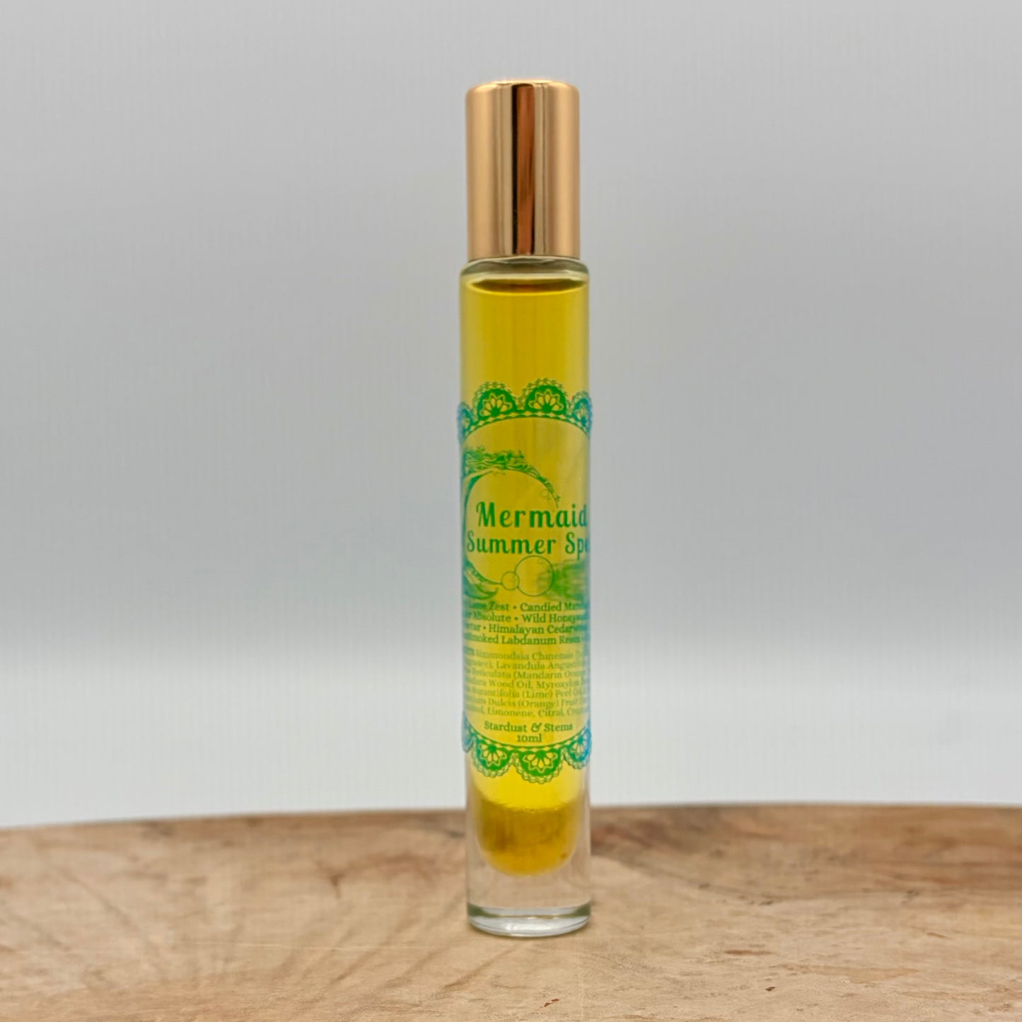 MERMAID SUMMER SPELL- Sea Salt, Key Lime Zest, Candied Mandarin Orange Peel , Lavender Absolute, Wild Honeysuckle Vine, Strawberry Nectar, Himalayan Cedarwood, Balsam Peru, Vanilla Bean, Smoked Labdanum Resin, Coconut Milk
