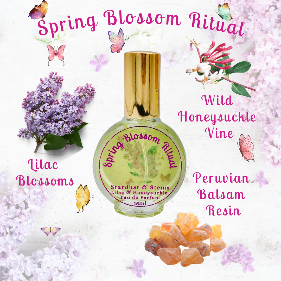 SPRING BLOSSOM RITUAL Lilac & Honeysuckle Perfume- Wild Honeysuckle Vine, Lilac Blossoms, Peruvian Balsam Resin