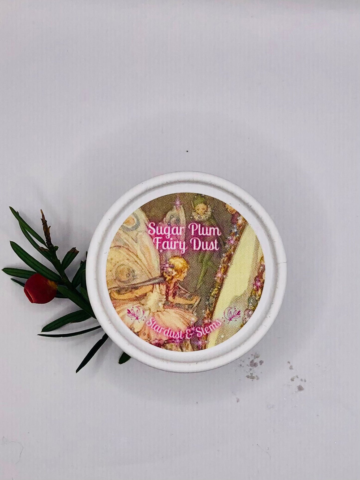 Sugar Plum Fairy Dust- Oil Absorbing Natural Mineral Glitter Powder with Rose Candy Scent, Christmas Winter Make Up, Stocking Stuffer Idea