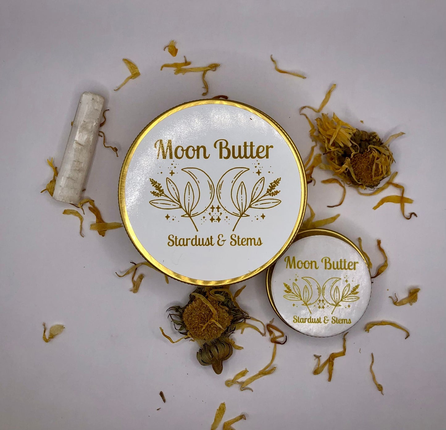 MOON BUTTER Raw Cocoa & Shea Butter Whipped Lotion, Calendula Infused Jojoba Oil, Organic, Handmade, Small Batch Sensitive Skin Moisturizer