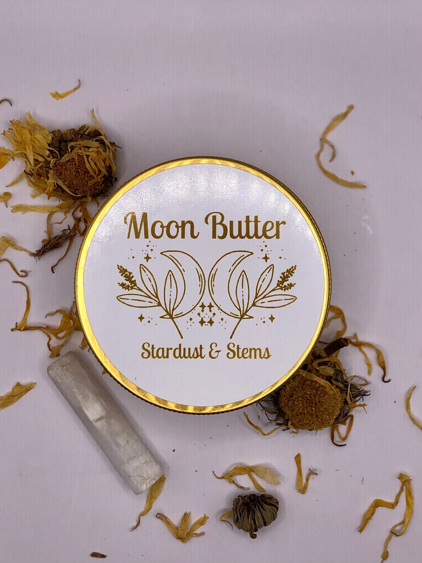 MOON BUTTER Raw Cocoa & Shea Butter Whipped Lotion, Calendula Infused Jojoba Oil, Organic, Handmade, Small Batch Sensitive Skin Moisturizer