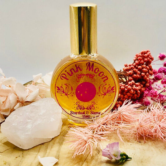PINK MOON PERFUME, Pheromone, Sandalwood, Garden Essential Oil Magic, Attraction, Faerie, Witch, Paraben-Free Indie Fragrance, Hippie Scent