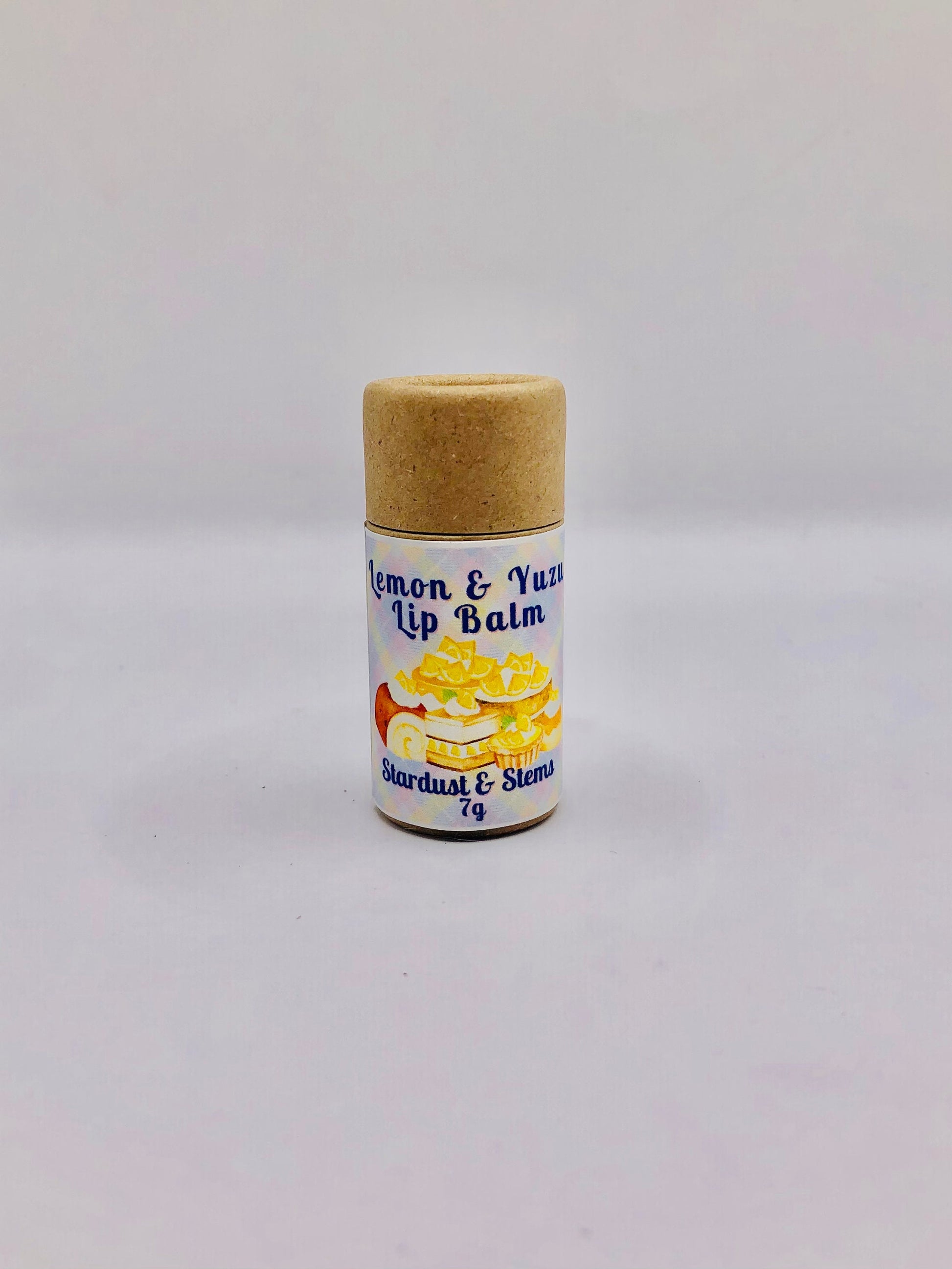 Lemon Yuzu Lip Balm, Vegan, Handmade, Raw Cocoa & Mango Butter, Baobab and Babassu Oil, Zero Waste Kraft Paper Tube, No Artificial Flavoring