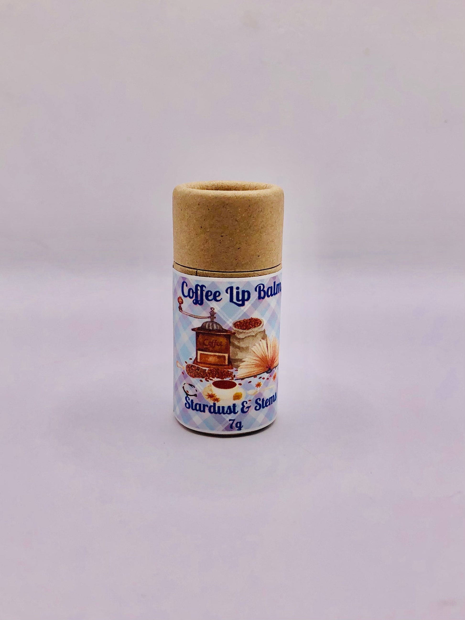 Coffee Lip Balm, Handmade, Vegan, Organic, Luxurious Lip Hydration with Raw Cocoa Butter, Paraben Free, Eco-Friendly Kraft Cardboard Tube