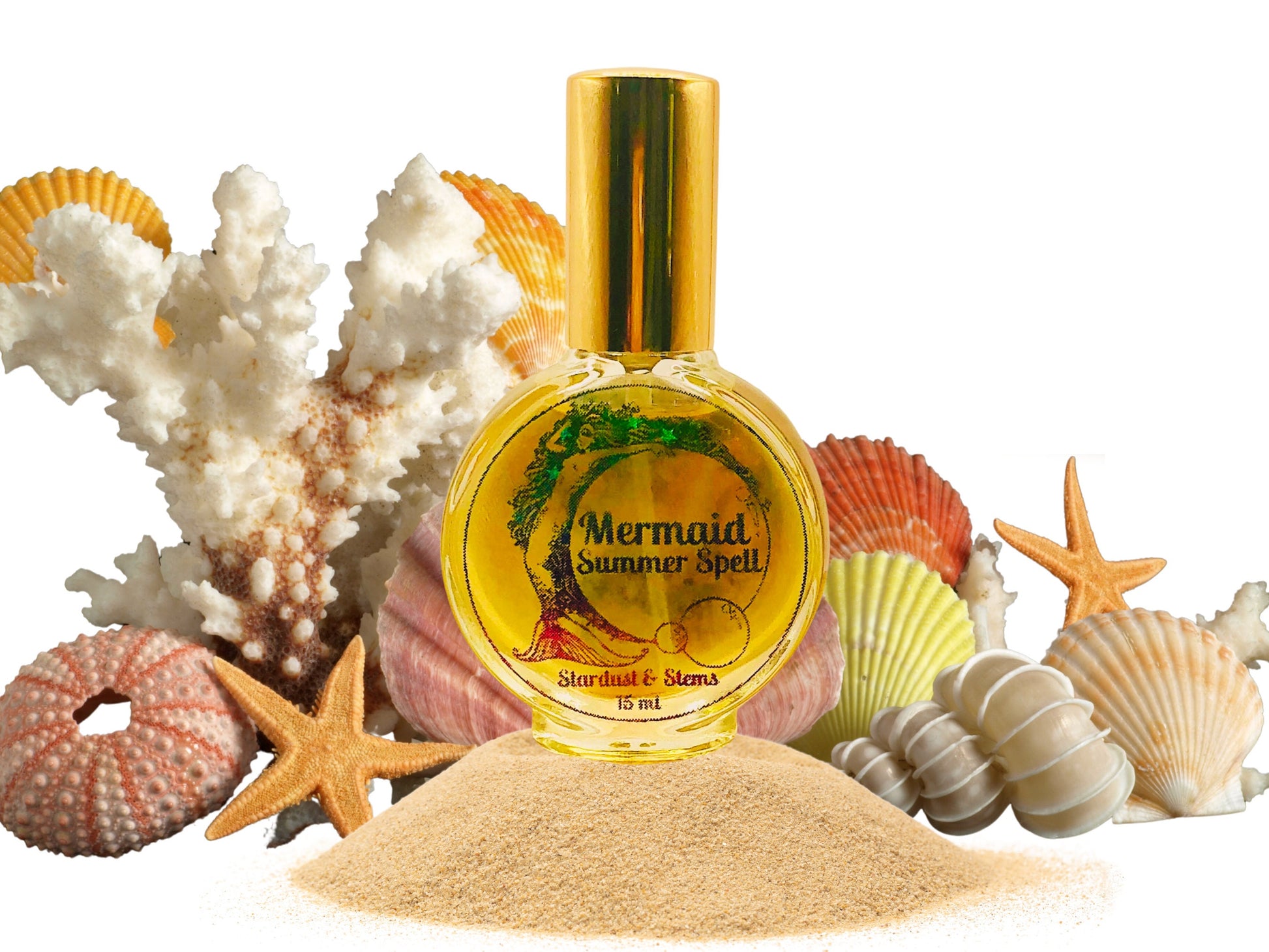 Mermaid Summer Spell Perfume, Best Vanilla Aquatic Scent, Essential Oil Indie Fragrance, Witch Perfume, Crystal Mermaid Crown & Shell Gifts