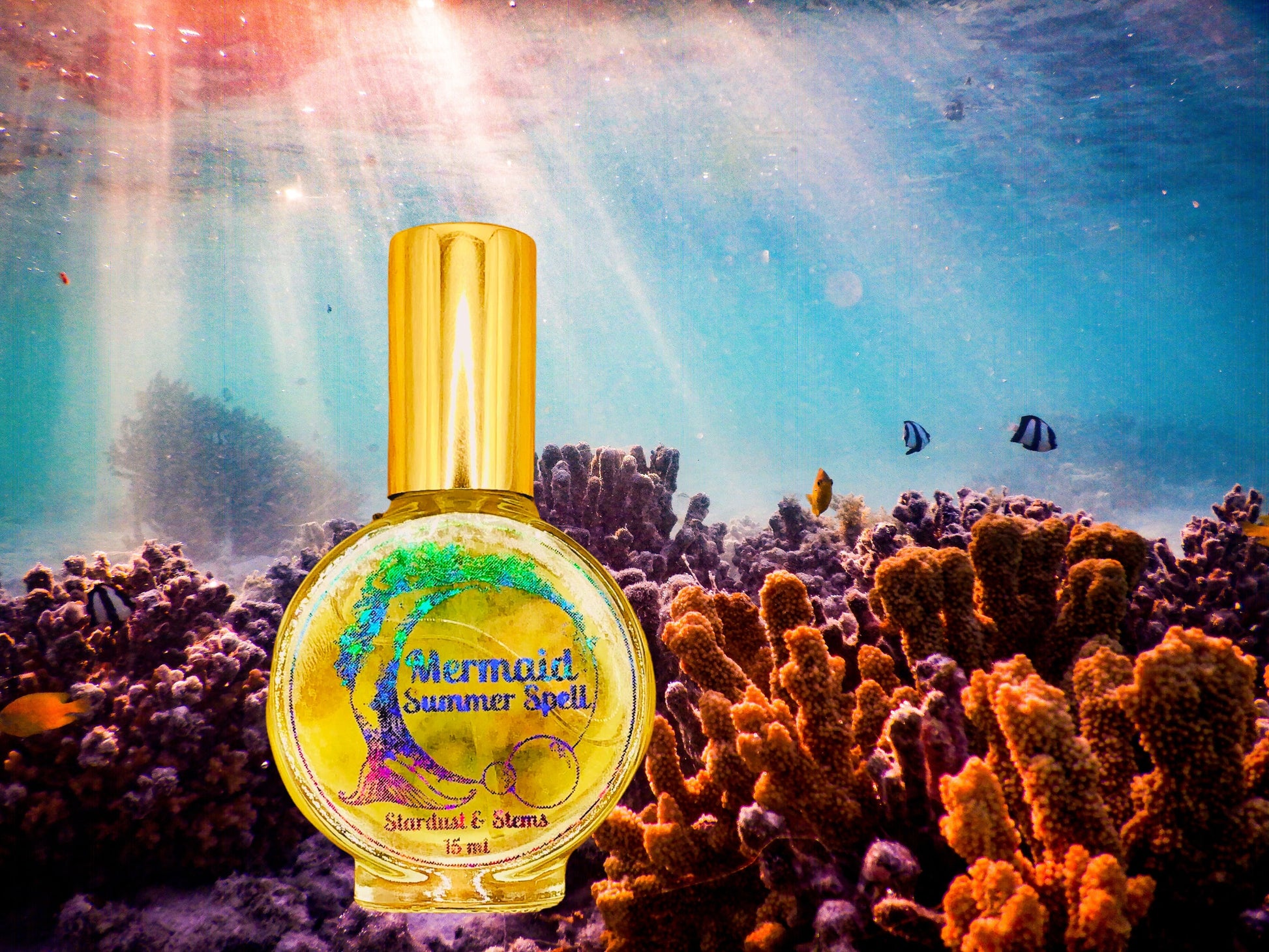 Mermaid Summer Spell Perfume, Best Vanilla Aquatic Scent, Essential Oil Indie Fragrance, Witch Perfume, Crystal Mermaid Crown & Shell Gifts