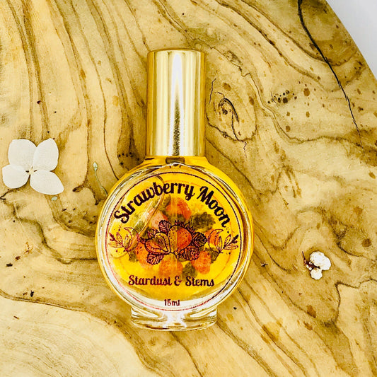 STRAWBERRY MOON PERFUME, Wild Strawberry & Bergamot Essential Oil Fruity Indie Fragrance, Faerie Body Spray Strawberry Scent, Paraben Free