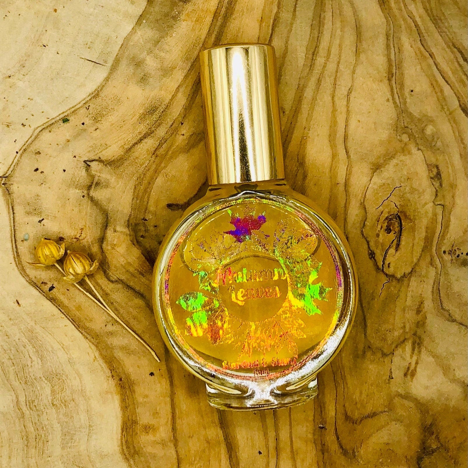 AUTUMN LEAVES Fall Perfume Oil or Atomizer Spray, Halloween Fragrance, Cozy Cabin, Handcrafted, Small Batch with Crystal Leaf, Indie Scent