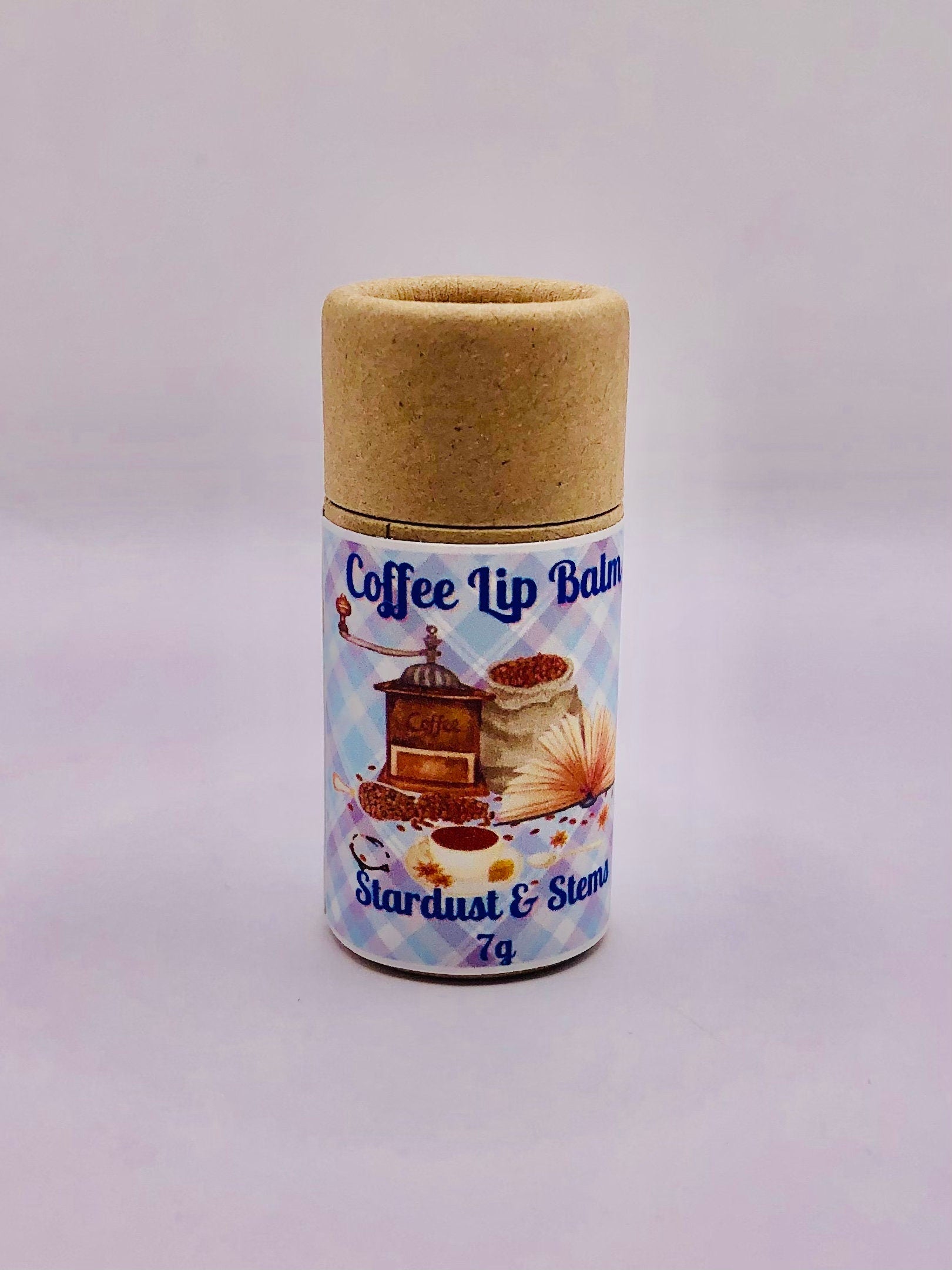 Coffee Lip Balm, Handmade, Vegan, Organic, Luxurious Lip Hydration with Raw Cocoa Butter, Paraben Free, Eco-Friendly Kraft Cardboard Tube