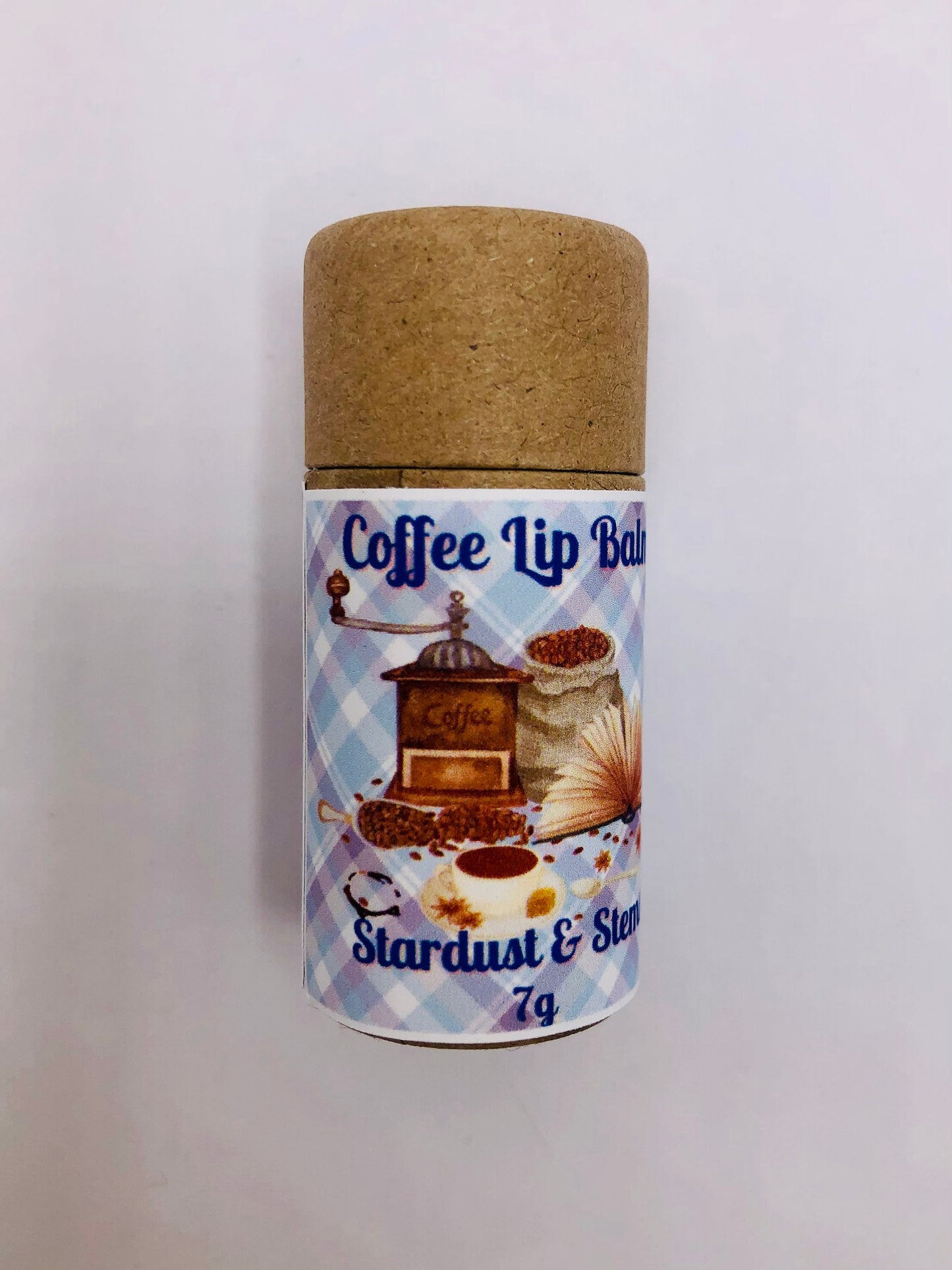 Coffee Lip Balm, Handmade, Vegan, Organic, Luxurious Lip Hydration with Raw Cocoa Butter, Paraben Free, Eco-Friendly Kraft Cardboard Tube