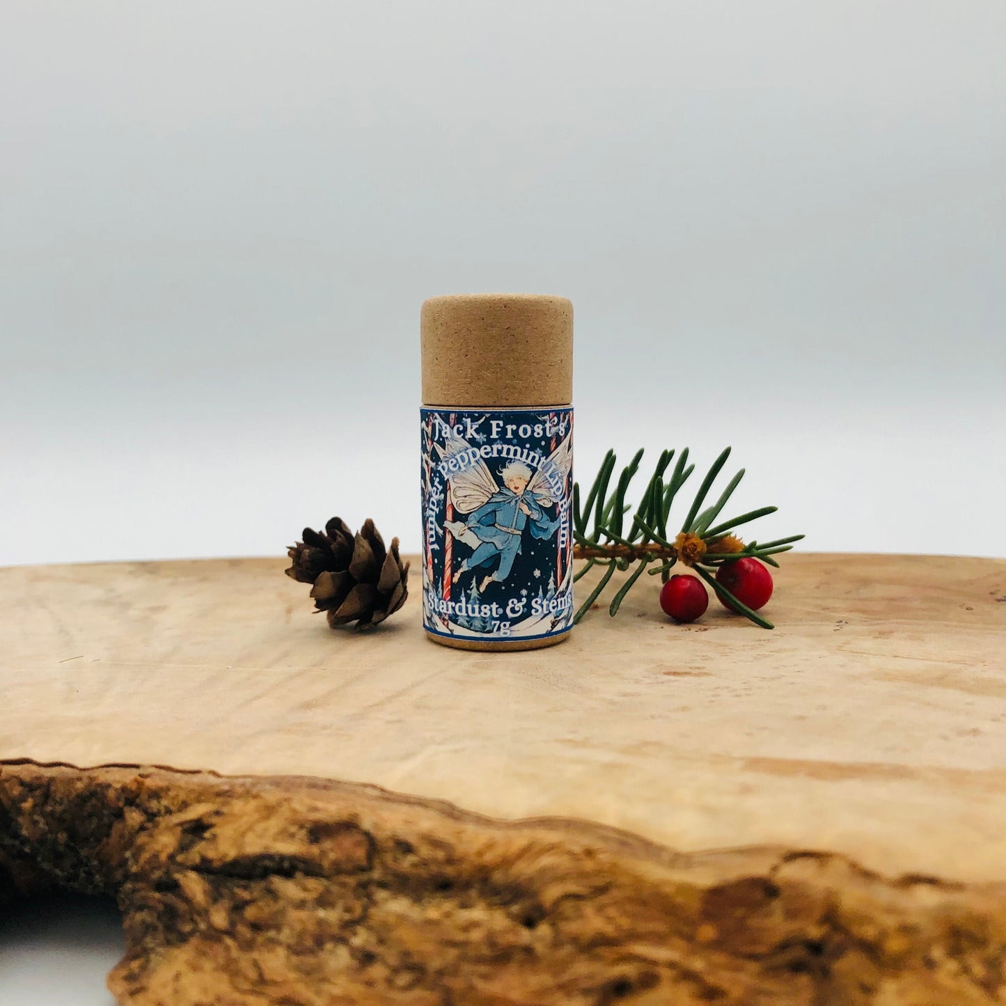 HERBAL LIP BALM for Winter with Peppermint, Juniper & Cardamom, Vegan, Zero Waste Cardboard Tube , Stocking Stuffer Idea, Secret Santa Gift