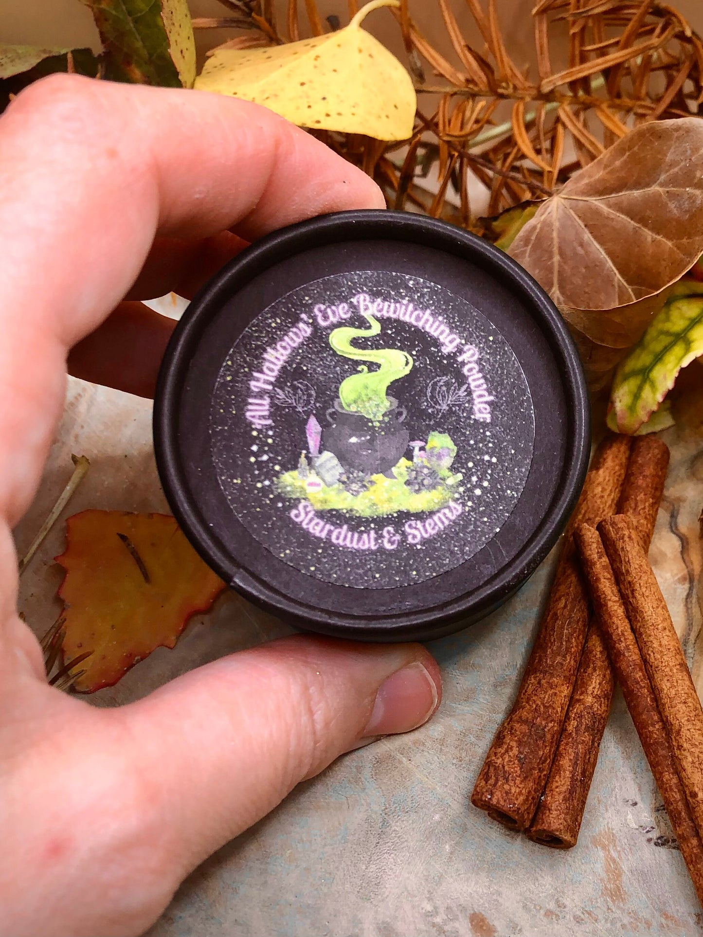 ALL HALLOWS' EVE Bewitching Bronzer Powder with Real Pumpkin Spice, Glitter Makeup, Handmade Samhain Gift, Witch Magic Fall Halloween Makeup