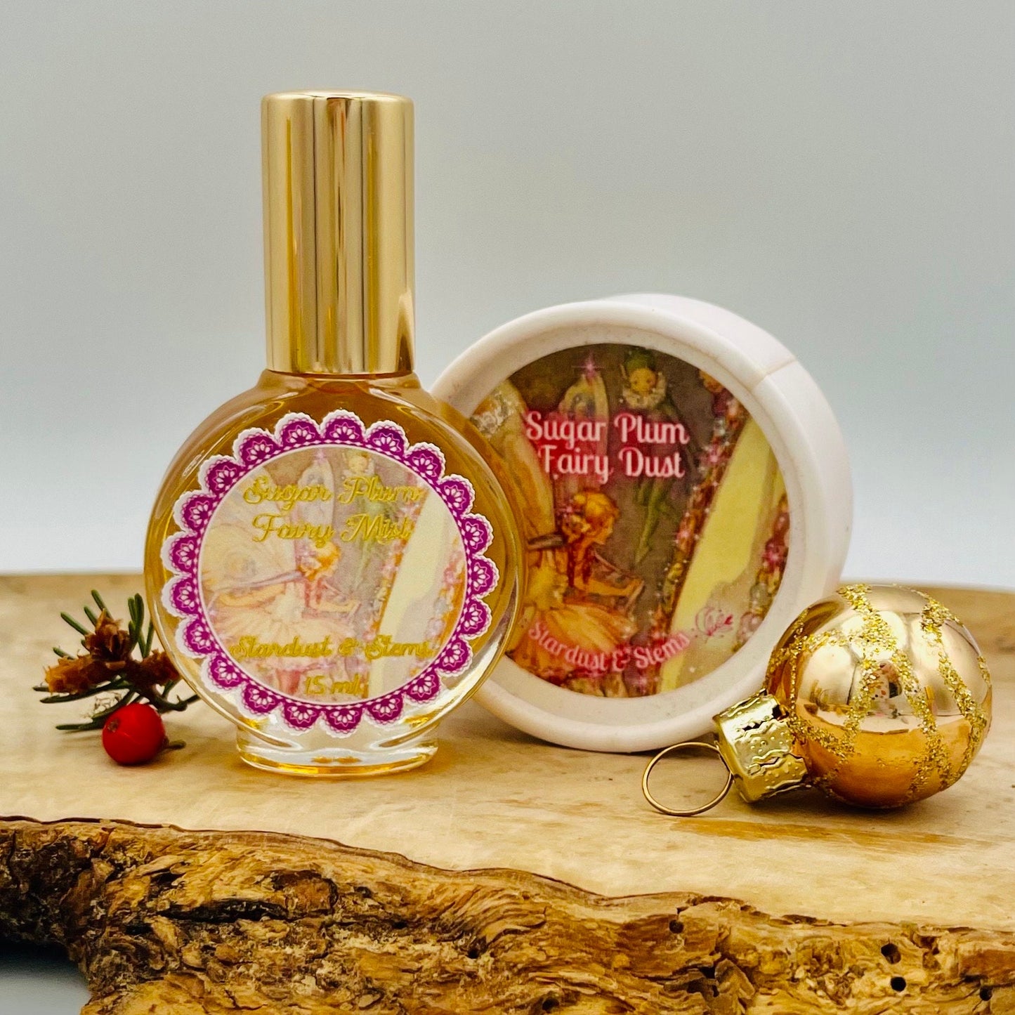 Sugar Plum Fairy Gift Set- Nutcracker Ballet Core Magical Perfume Gift, Herbal Lip Balm, Faery Perfume, Stocking Stuffer, Secret Santa Idea