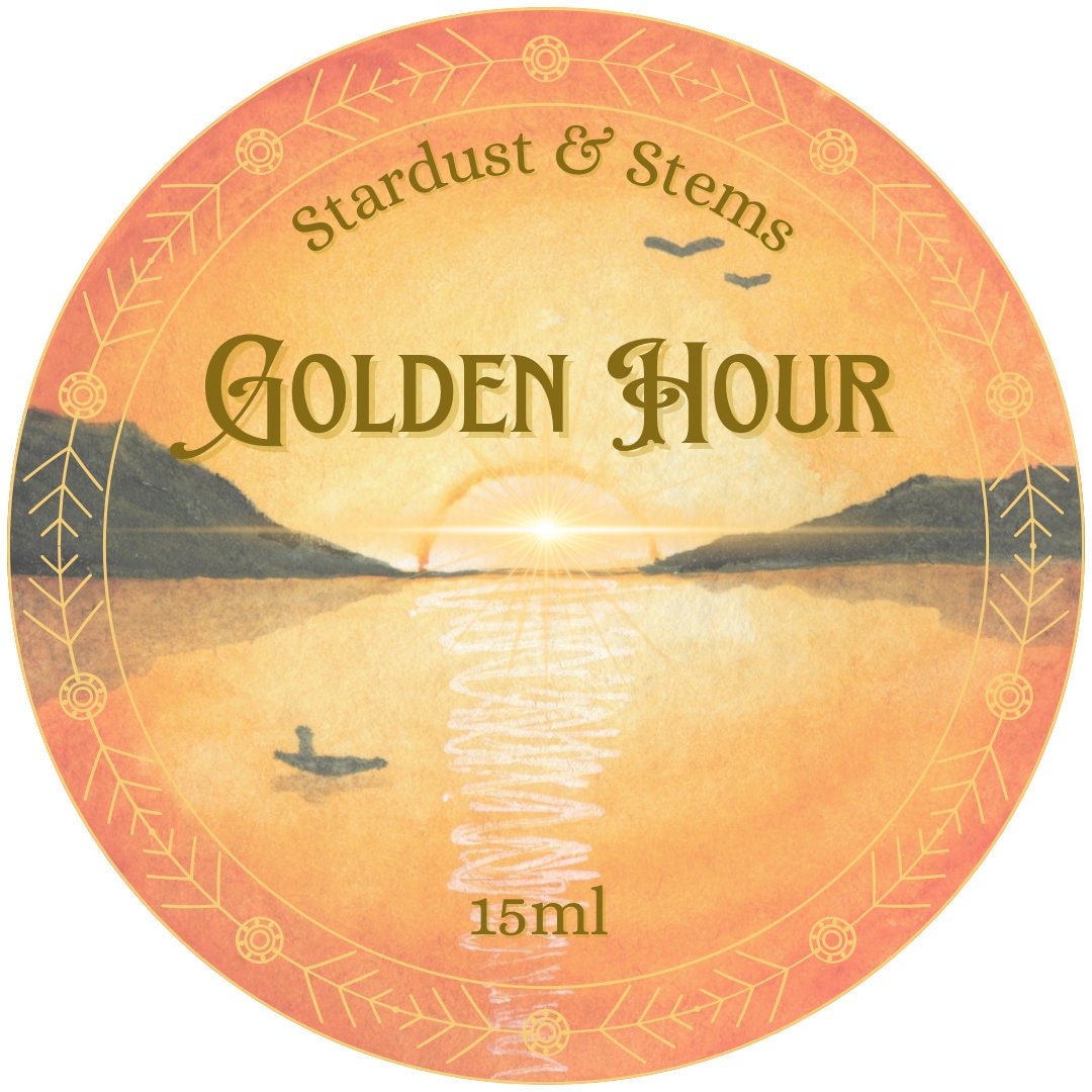 GOLDEN HOUR Baltic Amber Scent, Dark Amber Orange Cedarwood Vanilla Perfume, Golden Sands Incense Fragrance, Calming Clean Unisex Perfume