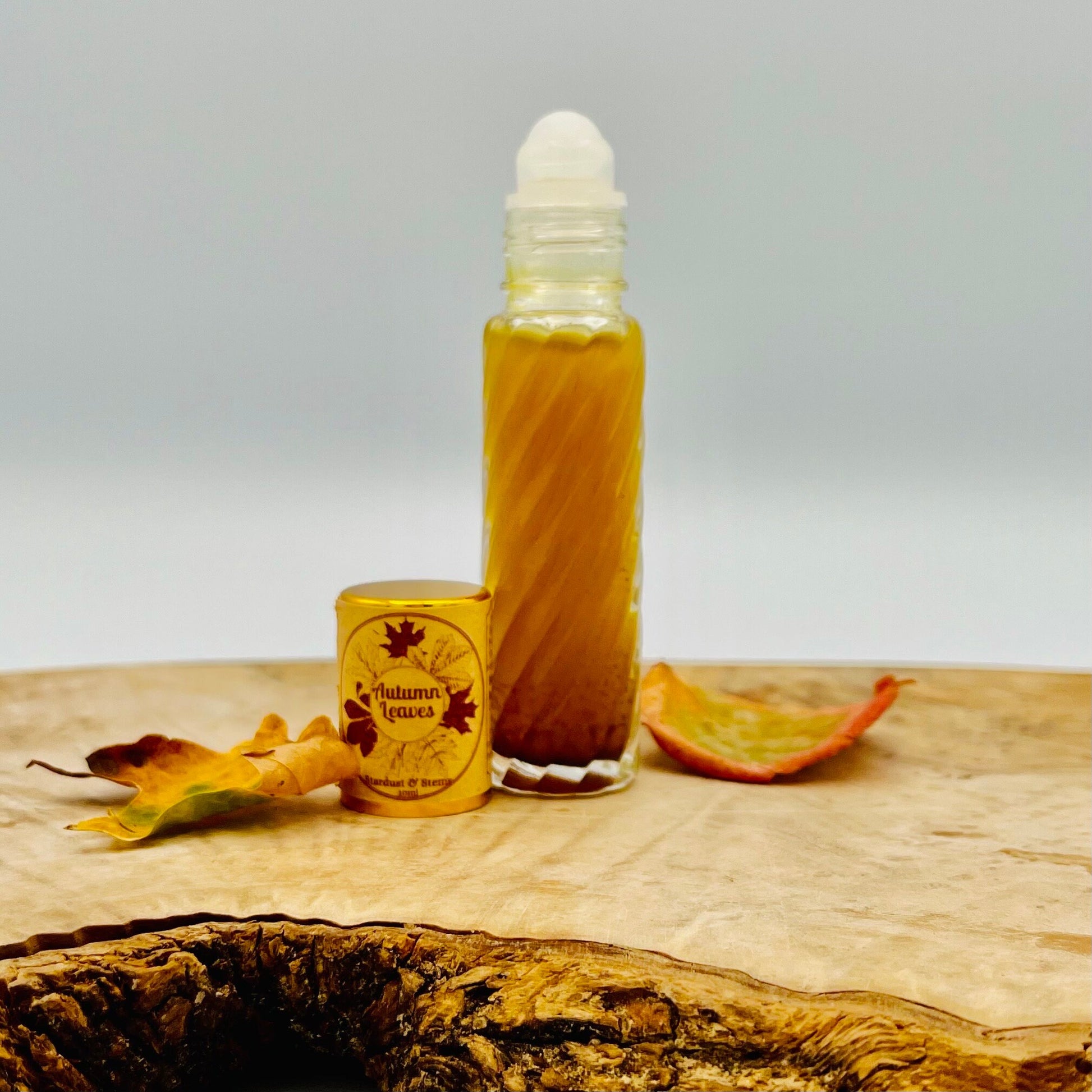 AUTUMN LEAVES Fall Perfume Oil or Atomizer Spray, Halloween Fragrance, Cozy Cabin, Handcrafted, Small Batch with Crystal Leaf, Indie Scent