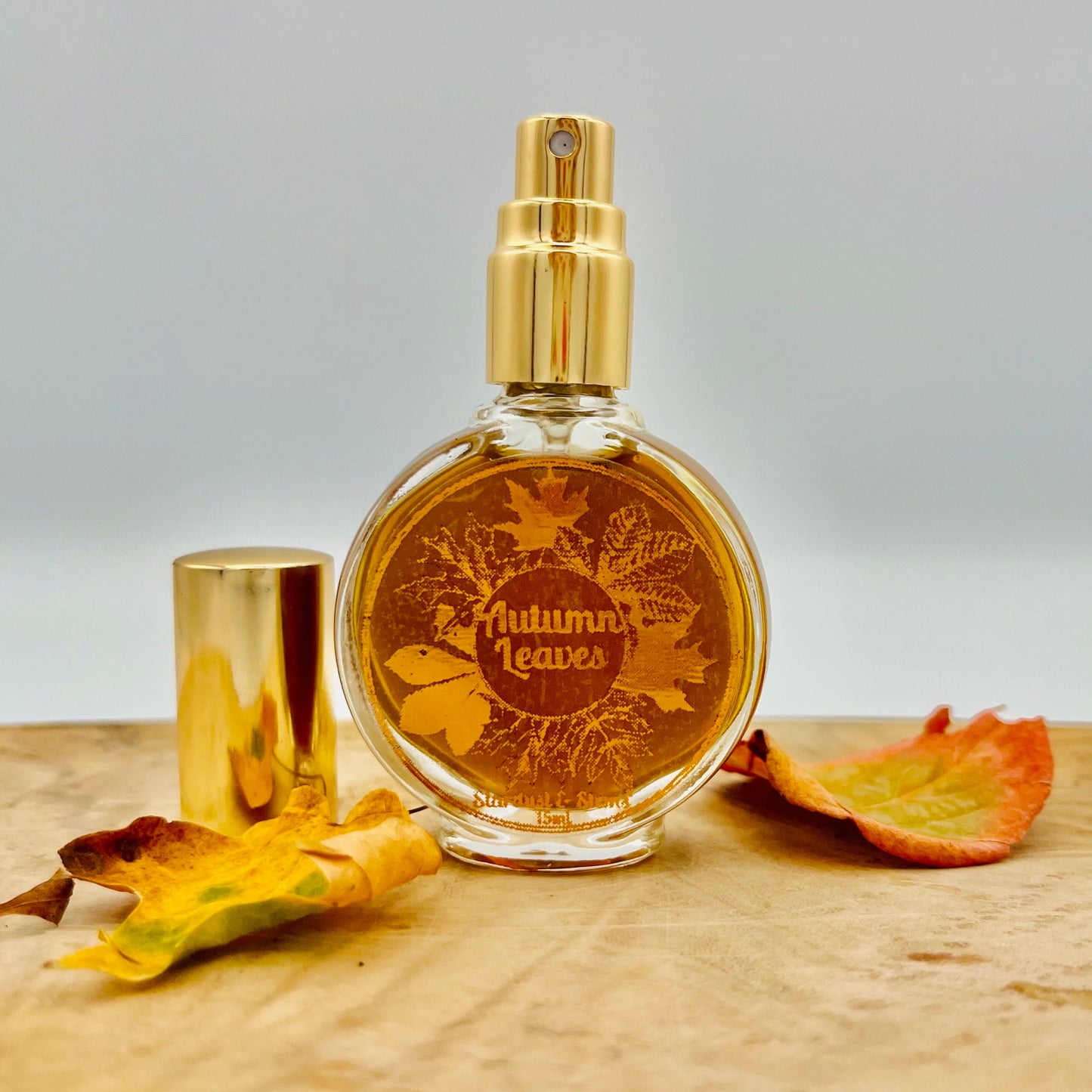 AUTUMN LEAVES Fall Perfume Oil or Atomizer Spray, Halloween Fragrance, Cozy Cabin, Handcrafted, Small Batch with Crystal Leaf, Indie Scent