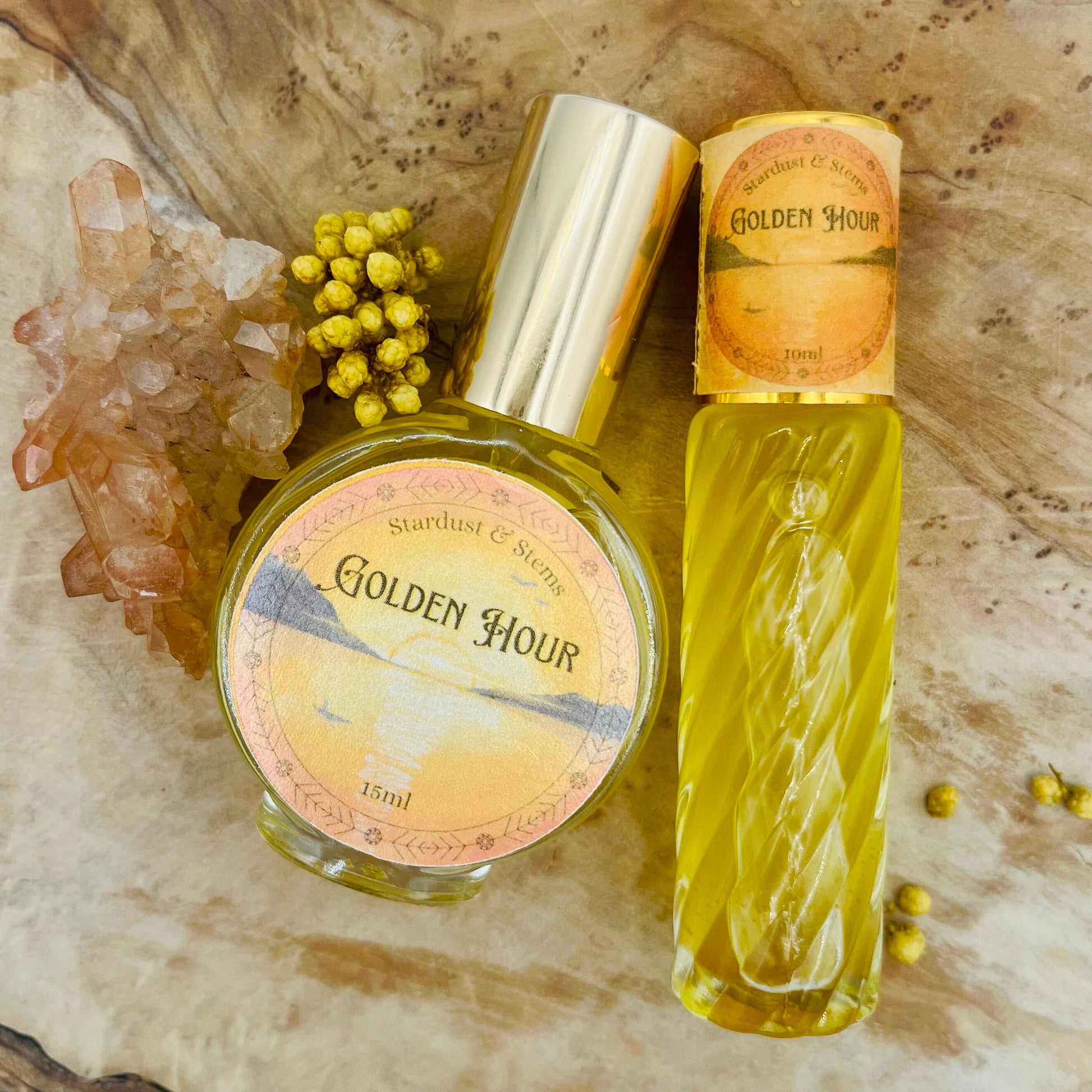 GOLDEN HOUR Baltic Amber Scent, Dark Amber Orange Cedarwood Vanilla Perfume, Golden Sands Incense Fragrance, Calming Clean Unisex Perfume