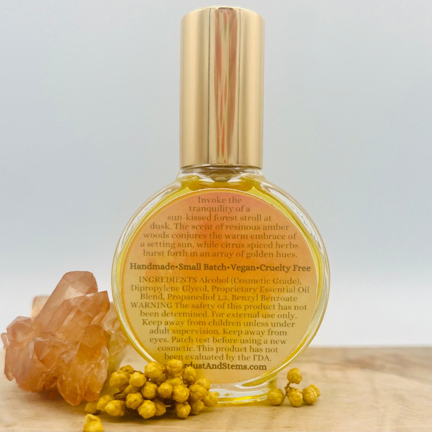 GOLDEN HOUR Baltic Amber Scent, Dark Amber Orange Cedarwood Vanilla Perfume, Golden Sands Incense Fragrance, Calming Clean Unisex Perfume