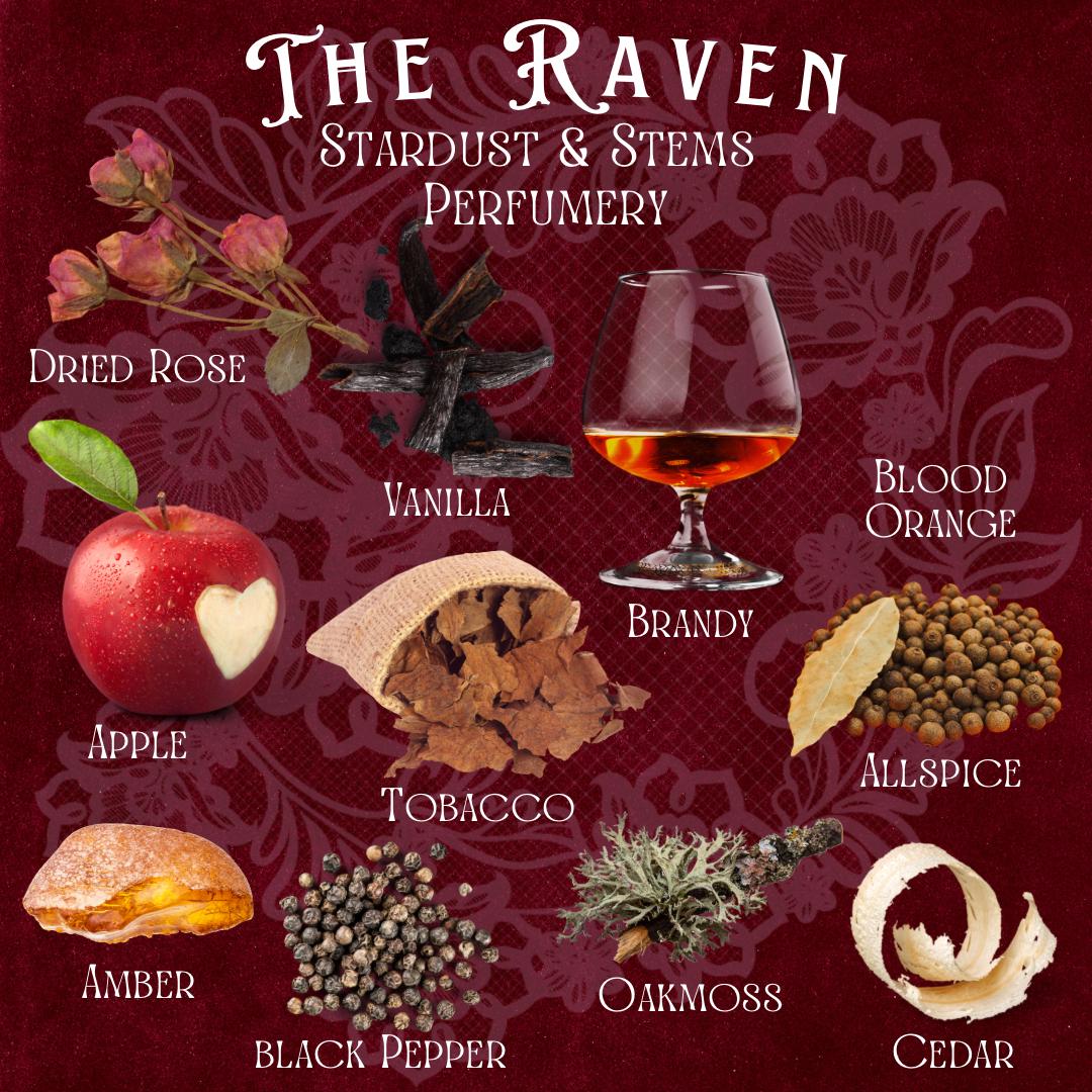 THE RAVEN PERFUME - Tobacco Vanille, Dried Rose, Brandy, Blood Orange, Oak Moss, Edgar Allen Poe, Dark Academia Witchy Fall Goth Fragrance