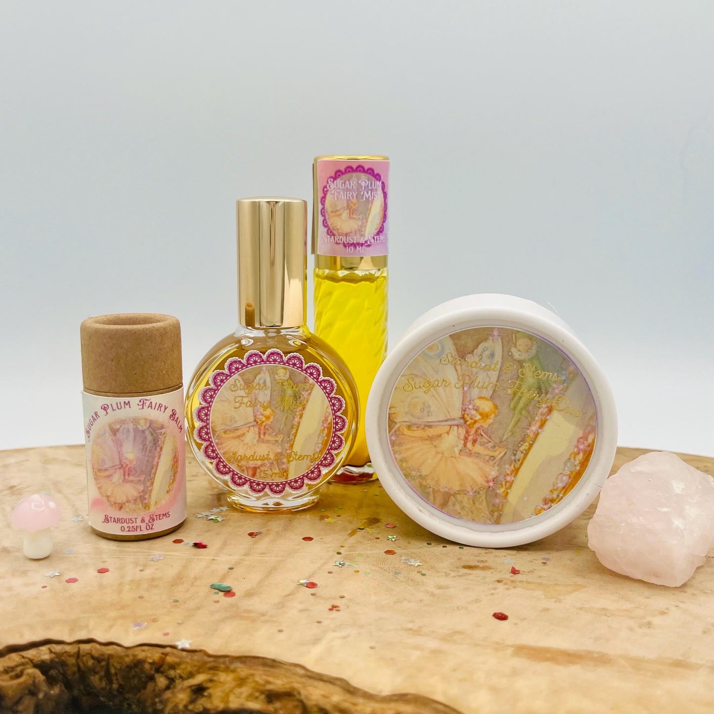 Sugar Plum Fairy Gift Set- Nutcracker Ballet Core Magical Perfume Gift, Herbal Lip Balm, Faery Perfume, Stocking Stuffer, Secret Santa Idea