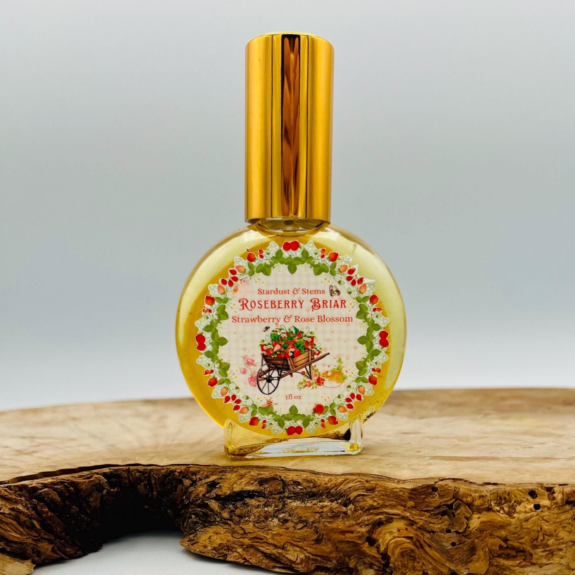 ROSEBERRY BRIAR Wild Strawberry, Antique Rose, Bergamot, Sweet Orange, Spun Sugar, Vanilla, Cedar, Natural Vegan Perfume, Nothing Artificial