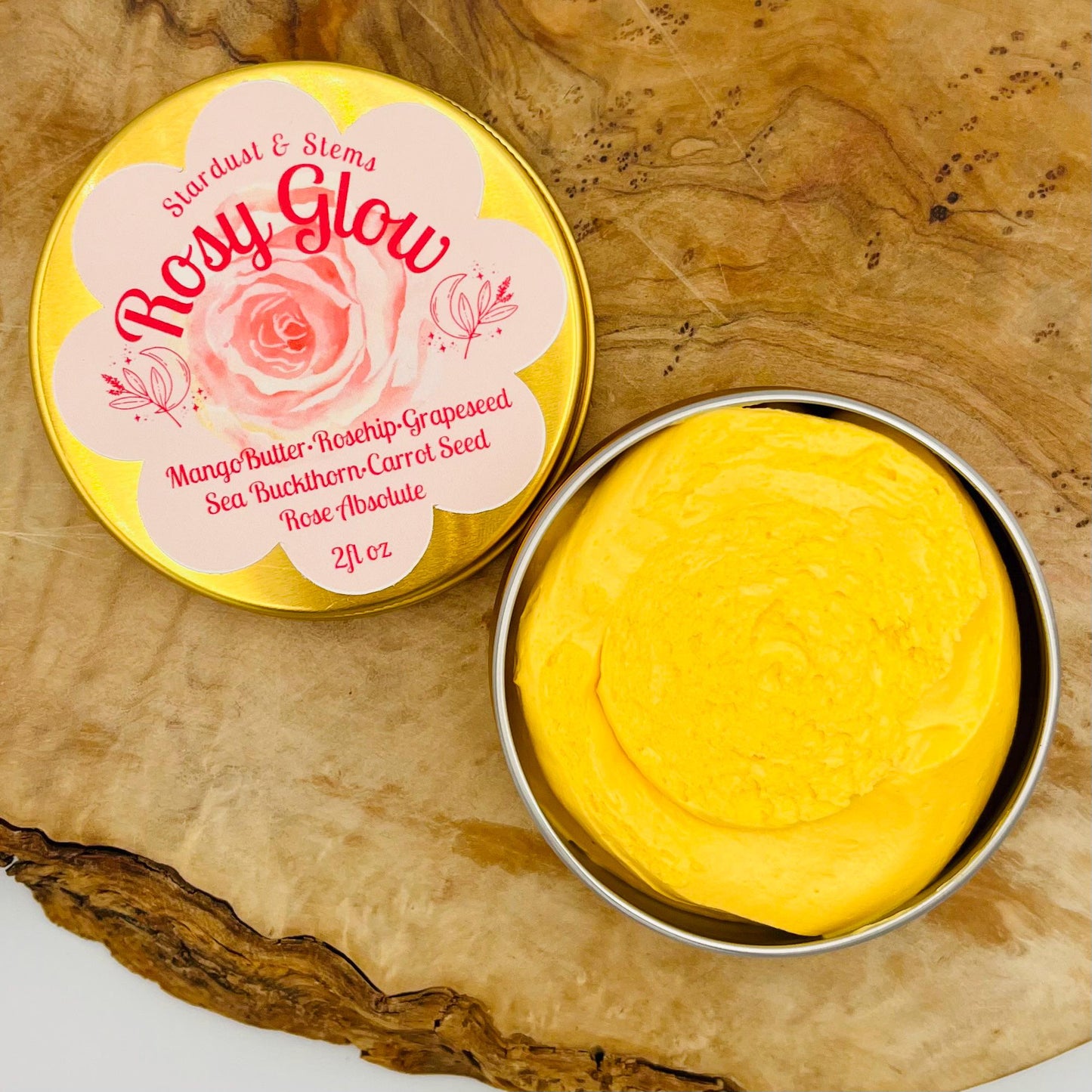 ROSY GLOW Rosehip Moisturizer, Sea Buckthorn, Grape Seed & Mango Butter, Hydrating Face Cream, Natural Ingredient, Zero Waste Eco Skincare